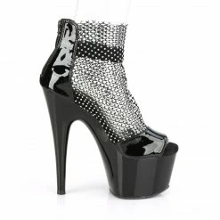 PLEASER Adore-765RM Black Stretchable AB Rhinestone Mesh Platform 7