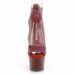 PLEASER Adore-765RM Burgundy Stretchable AB Rhinestone Mesh Platform 7" Heels