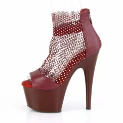 PLEASER Adore-765RM Burgundy Stretchable AB Rhinestone Mesh Platform 7