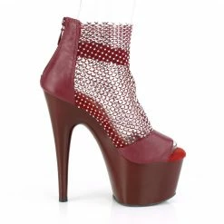 PLEASER Adore-765RM Burgundy Stretchable AB Rhinestone Mesh Platform 7