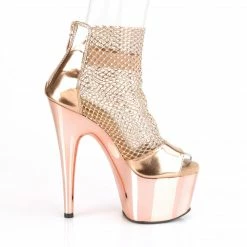 PLEASER Adore-765RM Rose Gold Stretchable AB Rhinestone Mesh Platform 7