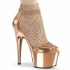 PLEASER Adore-765RM Rose Gold Stretchable AB Rhinestone Mesh Platform 7" Heels