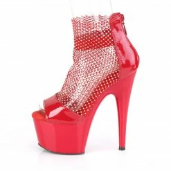 PLEASER Adore-765RM Red Stretchable AB Rhinestone Mesh Platform 7
