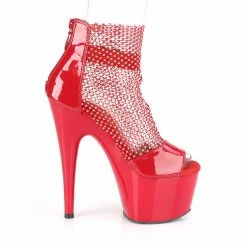 PLEASER Adore-765RM Red Stretchable AB Rhinestone Mesh Platform 7