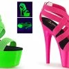 PLEASER Adore-769UV Neon Green Pink UV Blacklight Reactive Club Platforms Heels