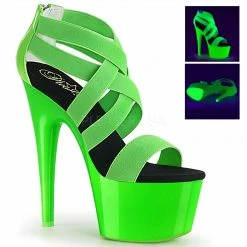 PLEASER Adore-769UV Neon Green Pink UV Blacklight Reactive Club Platforms Heels