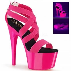 PLEASER Adore-769UV Neon Green Pink UV Blacklight Reactive Club Platforms Heels