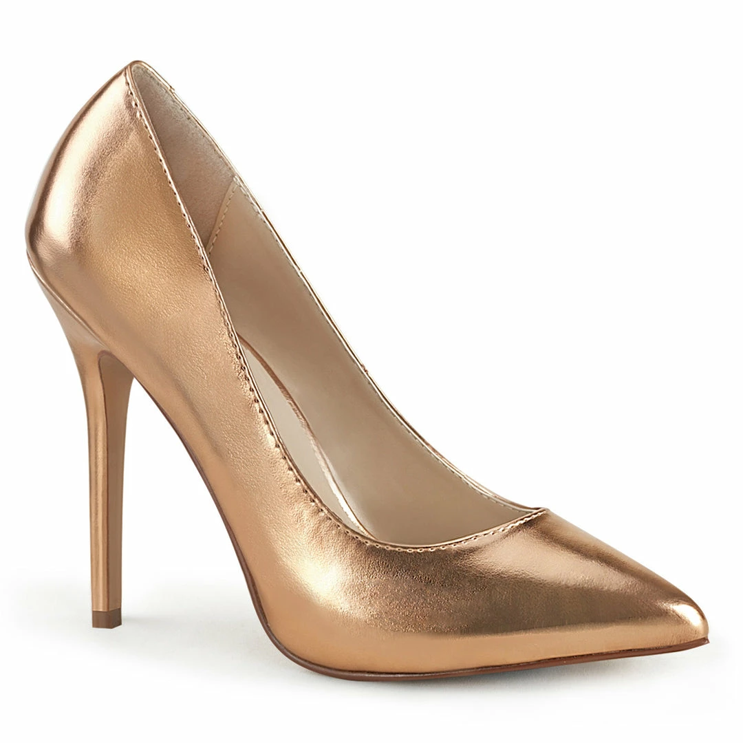 Heels DISCONTINUED PLEASER Amuse-20 Rose Gold Work Party Drag Heel Pump PLUS SIZE 4-15