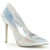 PLEASER Amuse-20 Silver Hologram Party Wedding Drag Heels Pumps PLUS SIZE 4-13