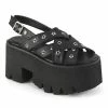 DEMONIA Ashes-12 Black Goth Star Eyelets Slingback 3.5" Platform Sandals Heels