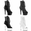 PLEASER Aspire-1021 Black Open Toe Lace Up Zip Club Platform 6" Ankle Boot Boots