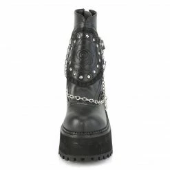 DEMONIA Assault-55 Studded Flower Rose Patch Shield Guard Goth Platforms Boots