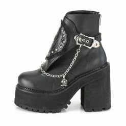 DEMONIA Assault-55 Studded Flower Rose Patch Shield Guard Goth Platforms Boots