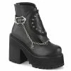 DEMONIA Assault-55 Studded Flower Rose Patch Shield Guard Goth Platforms Boots