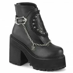 DEMONIA Assault-55 Studded Flower Rose Patch Shield Guard Goth Platforms Boots