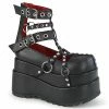 DEMONIA Bear-28 Black O Ring Studs Straps Tiered 4.5" Platform Ankle Cage Boots