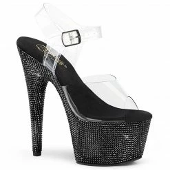 PLEASER Bejeweled-708DM Black Rhinestones Stripper Pole Burlesque 7" Heels