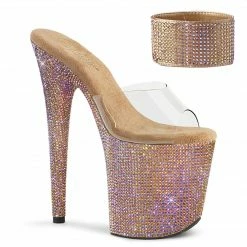 PLEASER Bejeweled-812RS Rose Gold Rhinestones Stripper Pole Burlesque 8" Heels