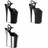 PLEASER Beyond-009 Black Chrome Stripper Pole Dancer Burlesque Showgirl 10" Heel