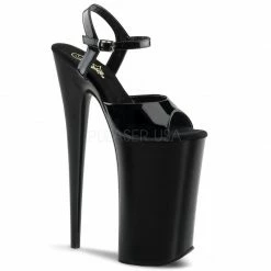 PLEASER Beyond-009 Black Chrome Stripper Pole Dancer Burlesque Showgirl 10" Heel
