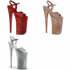 PLEASER Beyond-010LG Rose Gold Silver Stripper Pole Burlesque Showgirl 10" Heels