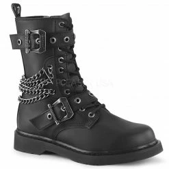 DEMONIA Bolt-250 Vegan Leather Mens Unisex Goth Rocker Biker Combat Boots