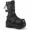 DEMONIA Boxer-230 Men's Unisex Nylon Strap Goth Rocker Cyber Platform Calf Boots