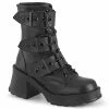 DEMONIA Bratty-118 Women's Black Eyelet Buckle Straps Goth Combat Boots