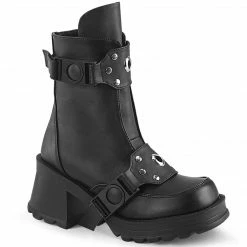 DEMONIA Bratty-56 Women's Black Quick Release Straps Goth Combat Ankle Boots