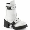 DEMONIA Bratty-56 Women's White Quick Release Straps Goth Combat Ankle Boots
