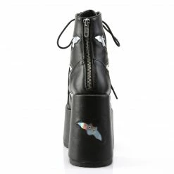 DEMONIA Camel-201 Silver Bat Hologram Studs Goth Chunky Thick Heels Ankle Boots