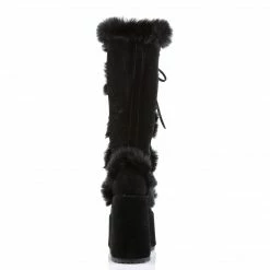 DEMONIA Camel-311 Black Vegan Suede Faux Fur Winter Goth 5