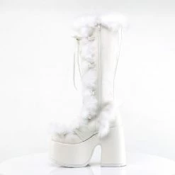 DEMONIA Camel-311 White Vegan Leather Faux Fur Winter 5