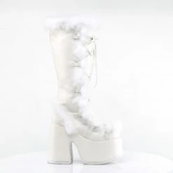 DEMONIA Camel-311 White Vegan Leather Faux Fur Winter 5