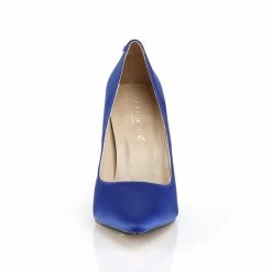 DISCONTINUED PLEASER Classique-20 Blue Satin Work Pumps Heels Large Plus Sz 5-16