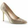 PLEASER Classique-20 Gold Glitter Work Dress Pumps Heels Large Plus Size 5-16