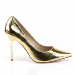 PLEASER Classique-20 Gold Metallic Work Dress Pumps Heels Large Plus Size 5-16
