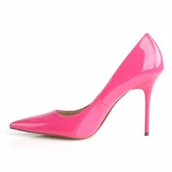PLEASER Classique-20 Pink Patent Work Dress Pumps Heels Large Plus Sizes 5-16