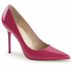 PLEASER Classique-20 Pink Patent Work Dress Pumps Heels Large Plus Sizes 5-16