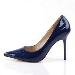 PLEASER Classique-20 Blue Patent Work Dress Pumps Heels Large Plus Sizes 5-16