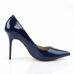 PLEASER Classique-20 Blue Patent Work Dress Pumps Heels Large Plus Sizes 5-16