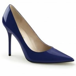 PLEASER Classique-20 Blue Patent Work Dress Pumps Heels Large Plus Sizes 5-16