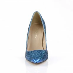 DISCONTINUED PLEASER Classique-20 Blue Glitter Pumps Heels Large Plus Size 5-16