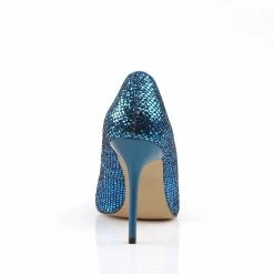 DISCONTINUED PLEASER Classique-20 Blue Glitter Pumps Heels Large Plus Size 5-16