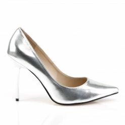 PLEASER Classique-20 Silver Metallic Work Dress Pumps Heels Large Plus Size 5-16