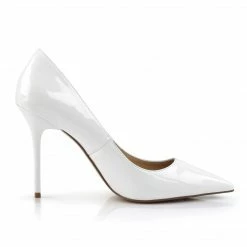 PLEASER Classique-20 White Patent Work Dress Pumps Heels Large Plus Sizes 5-16