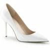 PLEASER Classique-20 White Patent Work Dress Pumps Heels Large Plus Sizes 5-16
