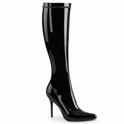 PLEASER Classique-2000 Black Stretch Patent Sexy 4" Heel Knee Boots Size 4-15