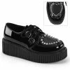 Heels DEMONIA Creeper-108 Black Patent Goth Punk Spike Heart Cutout Platforms Shoes