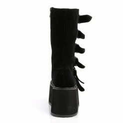 DEMONIA Damned-225 Black Velvet Goth Spike Buckles Calf 3.5